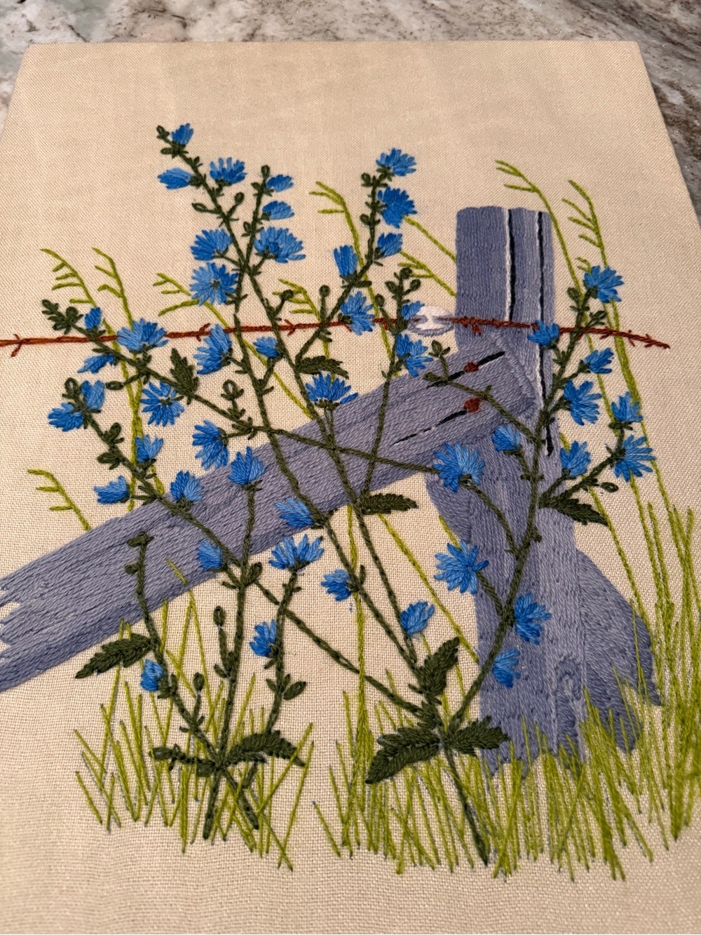 Embroidered floral crewel